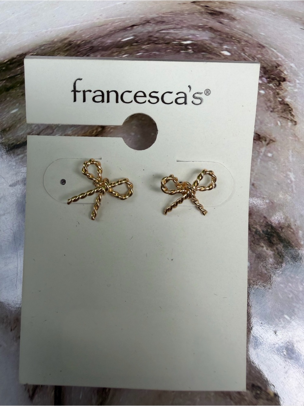Francesca's Collections Twisted Gold Bow Stud Earrings